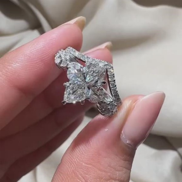 Marquise Cut Diamond White 925 Sterling Silver Bridal Ring Sets