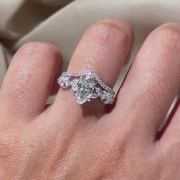 Marquise Cut Diamond White 925 Sterling Silver Bridal Ring Sets