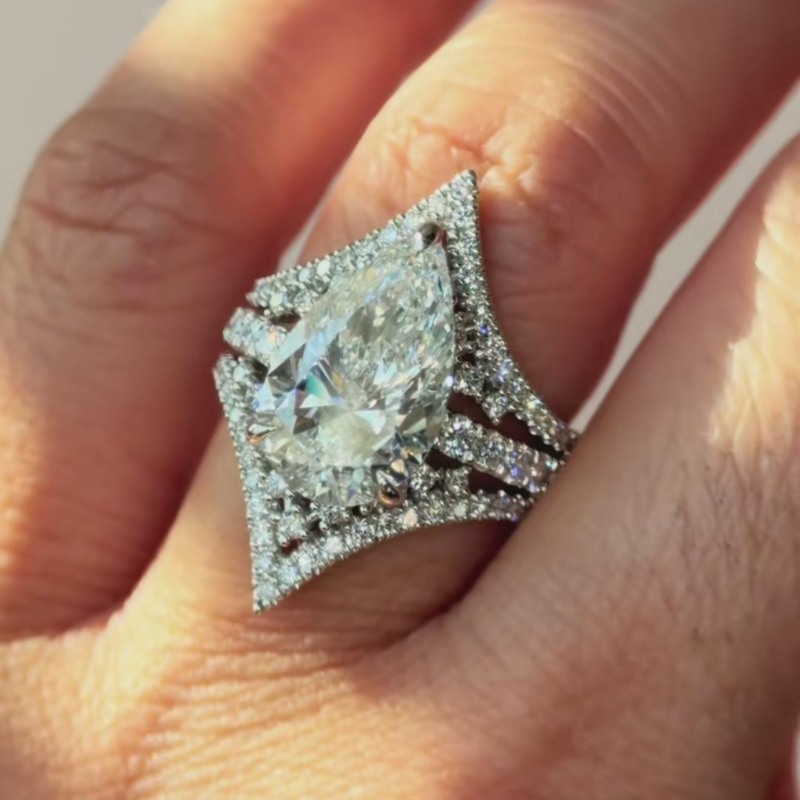 Pear Cut Diamond White 925 Sterling Silver Enhancer Bridal Ring Sets