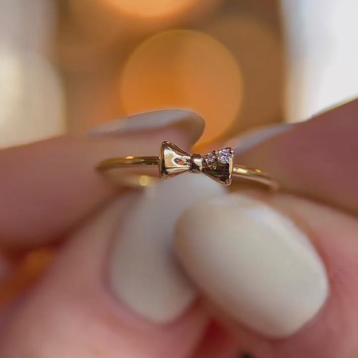 Minimalist 925 Sterling Silver Yellow Gold 3-piece Stackable Bowknot Ring Sets