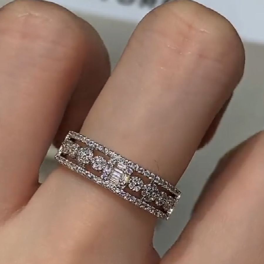 Vintage Emerald Cut Diamond White 925 Sterling Silver Eternity Women's Band