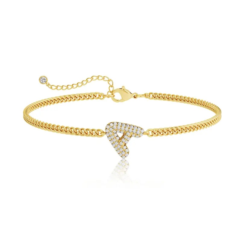 Trendy Yellow Gold A-Z Bubble Letter Bracelet for Women
