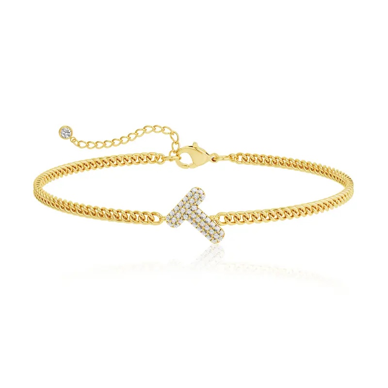 Trendy Yellow Gold A-Z Bubble Letter Bracelet for Women