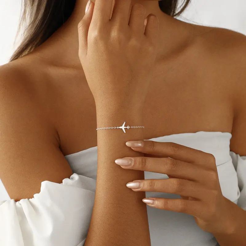 Minimalist Airplane Bracelet for Women