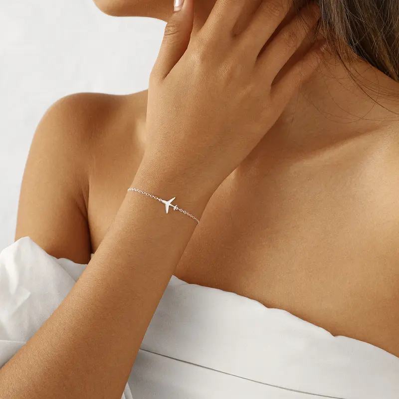 Minimalist Airplane Bracelet for Women