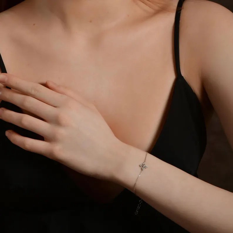 Minimalist 925 Sterling Silver Cross Charm Bracelet for Women