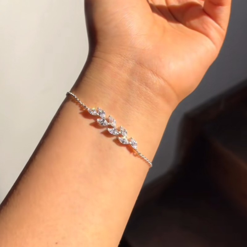 Minimalist 925 Sterling Silver Leaves Vine Bracelet for Women