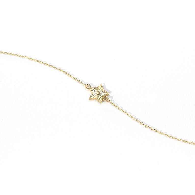 Dainty Minimalist Diamond White 925 Sterling Silver Star Charm Bracelet