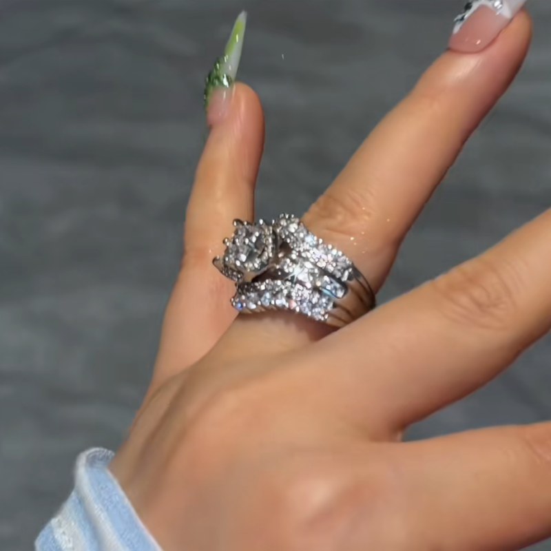 Princess Cut Diamond White Sterling Silver Engagement Ring