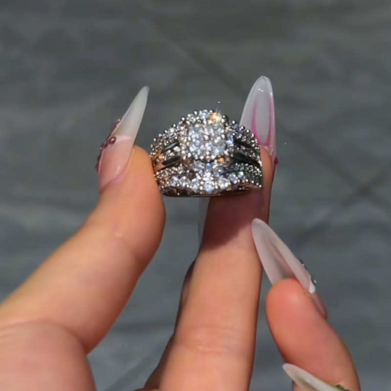 Princess Cut Diamond White Sterling Silver Engagement Ring