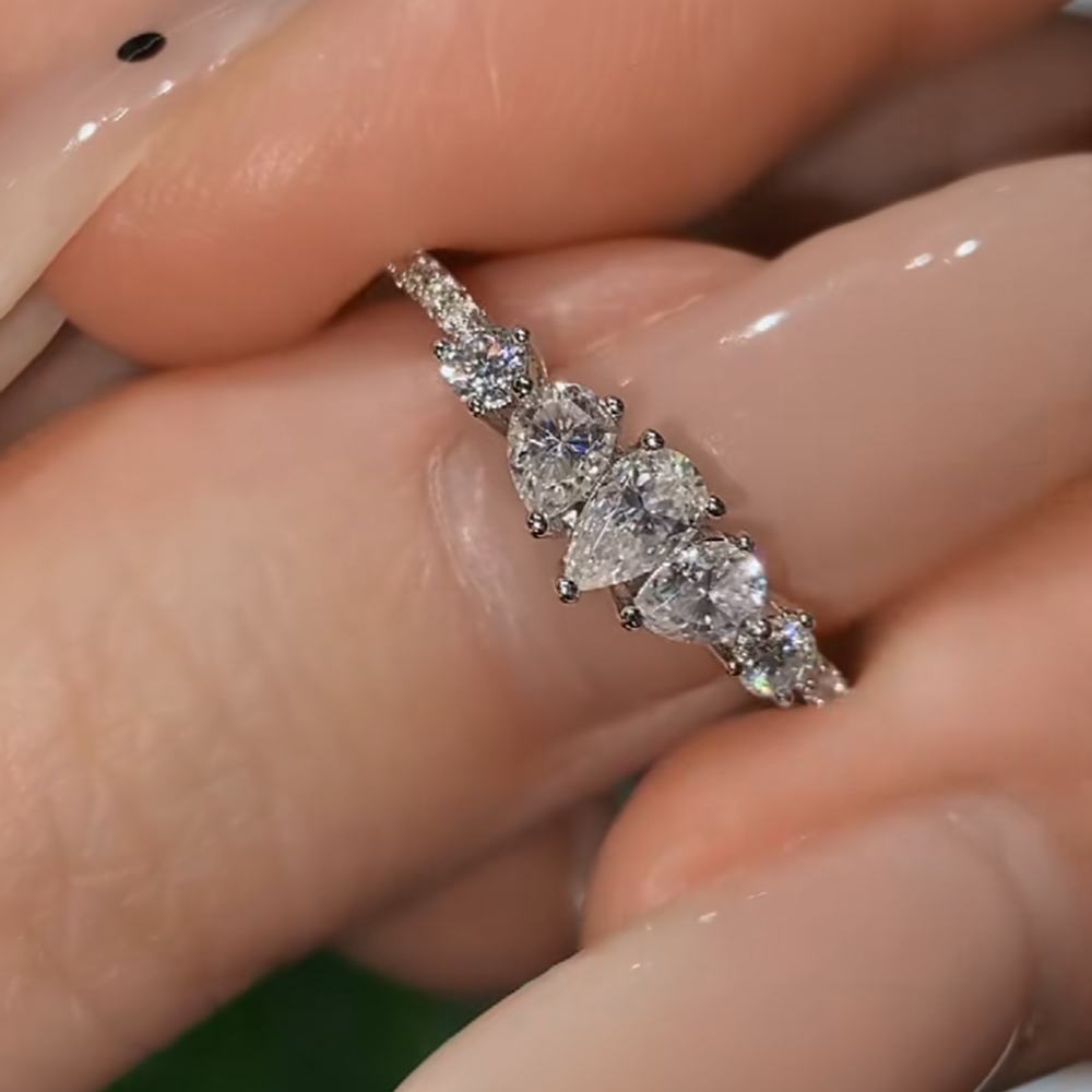 Pear Cut Diamond White Sterling Silver Engagement Ring