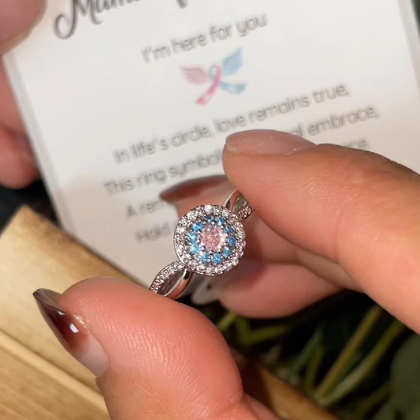 Round Cut Sterling Silver Fancy Pink Halo Engagement Ring