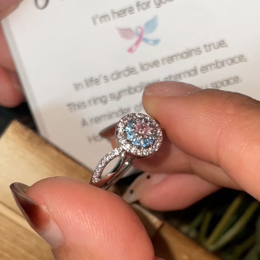 Round Cut Sterling Silver Fancy Pink Halo Engagement Ring