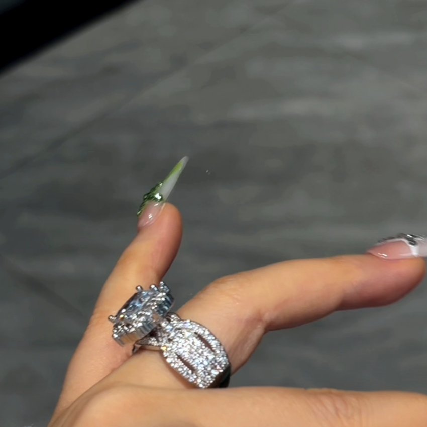 Radiant Cut Diamond White Sterling Silver Engagement Ring