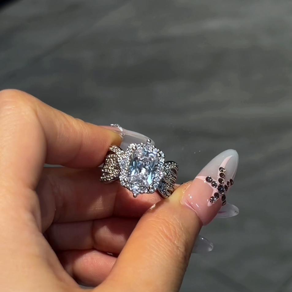 Radiant Cut Diamond White Sterling Silver Engagement Ring