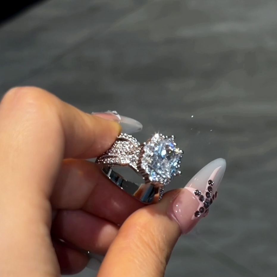 Radiant Cut Diamond White Sterling Silver Engagement Ring