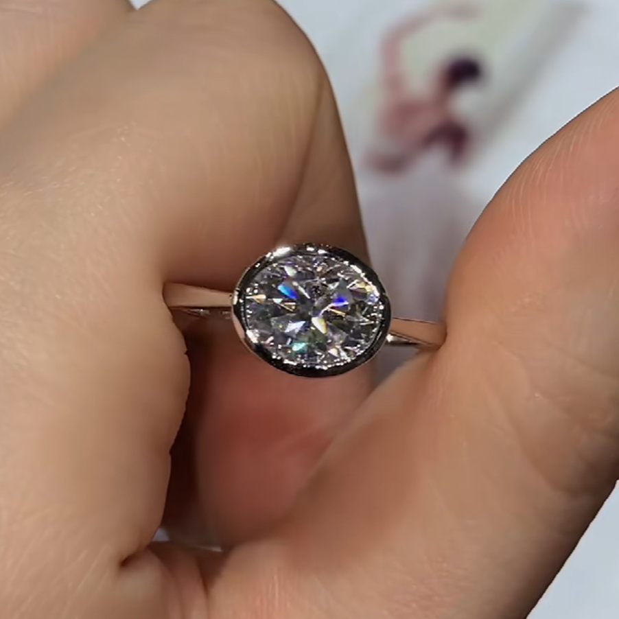 Oval Cut Diamond White 925 Sterling Silver Solitaire Engagement Ring