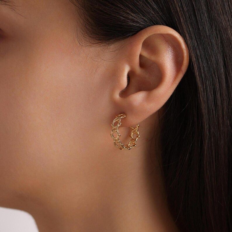 Minimalist Yellow Gold Star of David 925 Sterling Silver Drop Earrings