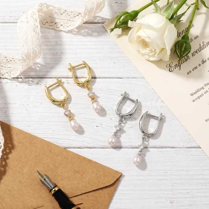 Minimalist Freshwater Pearl 925 Sterling Silver Drop Earrings