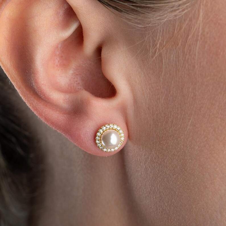 Romantic Freshwater Pearl 925 Sterling Silver Studs Earrings