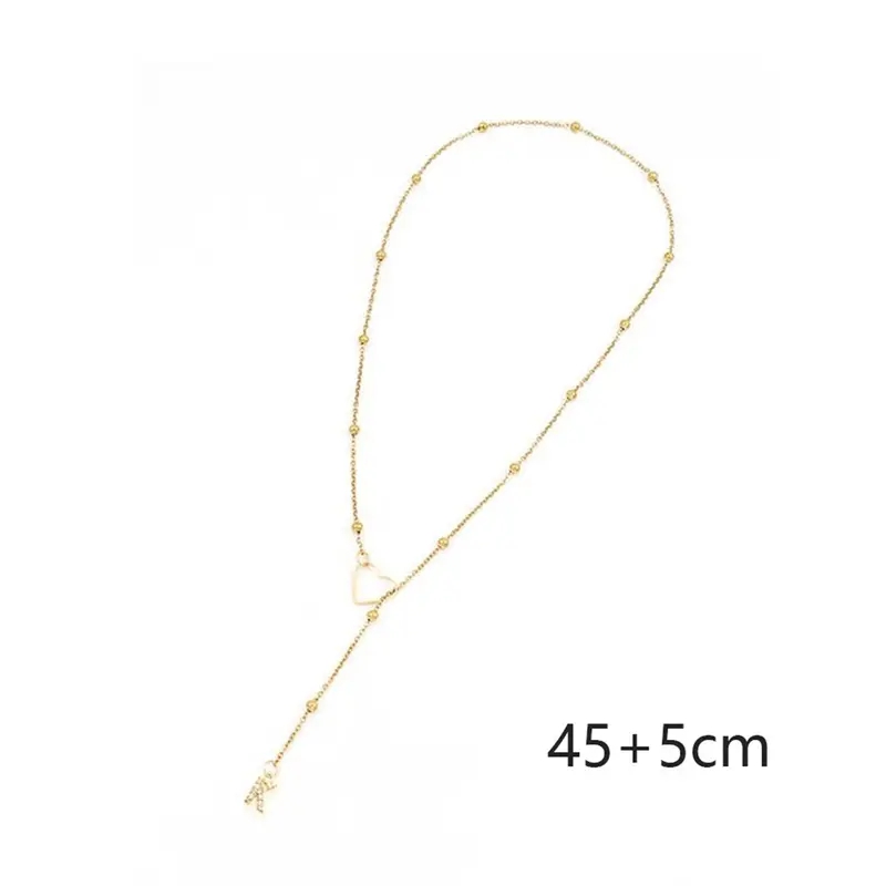Women's Yellow Gold Heart-shaped Lasso Letter Pendant Necklace