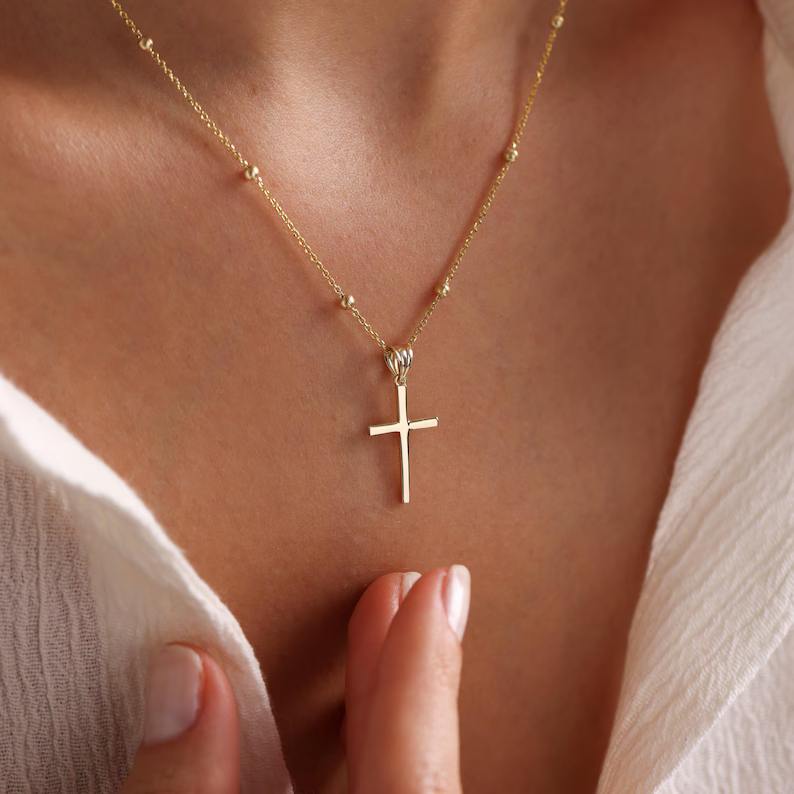 Minimalist Plain 925 Sterling Silver Classic Cross Pendant Necklace
