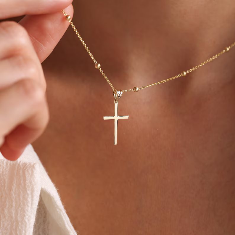 Minimalist Plain 925 Sterling Silver Classic Cross Pendant Necklace
