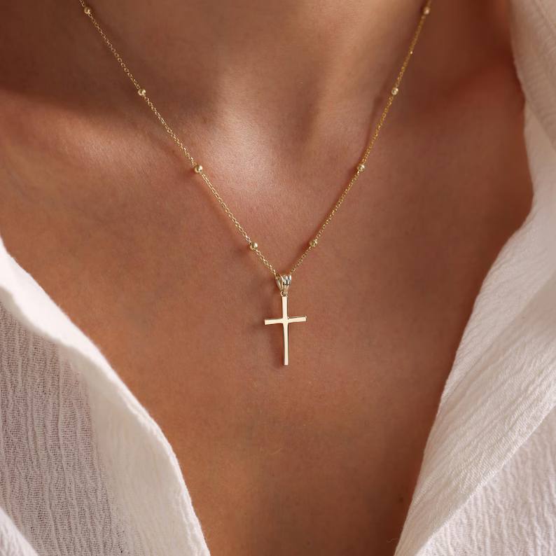 Minimalist Plain 925 Sterling Silver Classic Cross Pendant Necklace