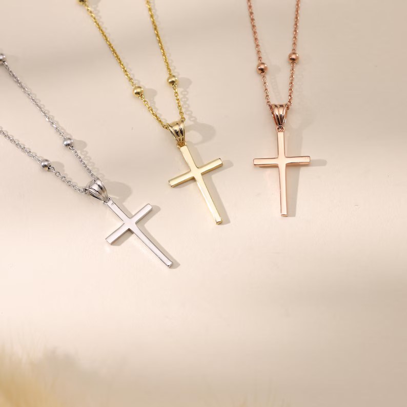 Minimalist Plain 925 Sterling Silver Classic Cross Pendant Necklace