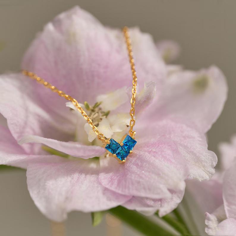 Dainty 925 Sterling Silver Heart Birthstone Pendant Necklace