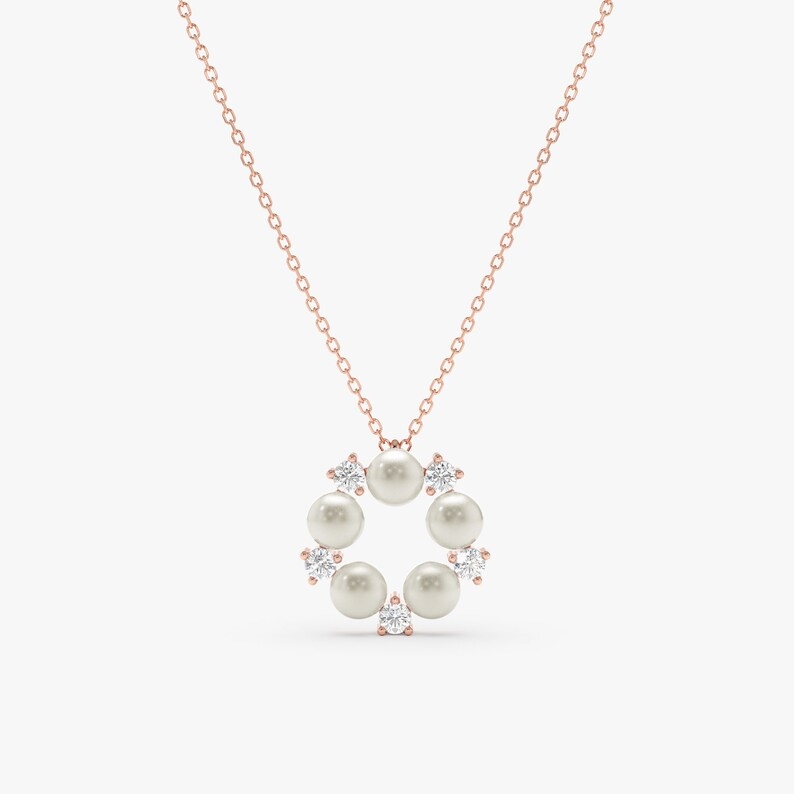 Minimalist Daimond White Sterling Silver Natural Freshwater Pearl Layering Necklace