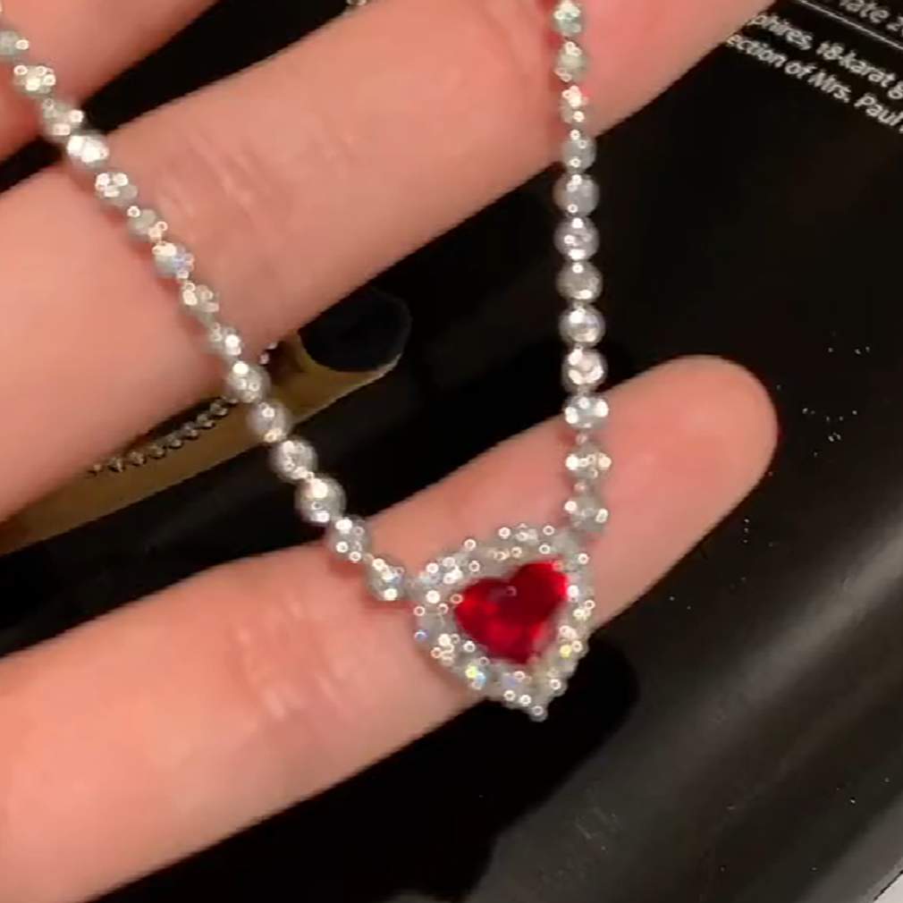 Personalized 925 Sterling Silver Heart-Shaped  Diamond White Pendant with Birthstone Necklace