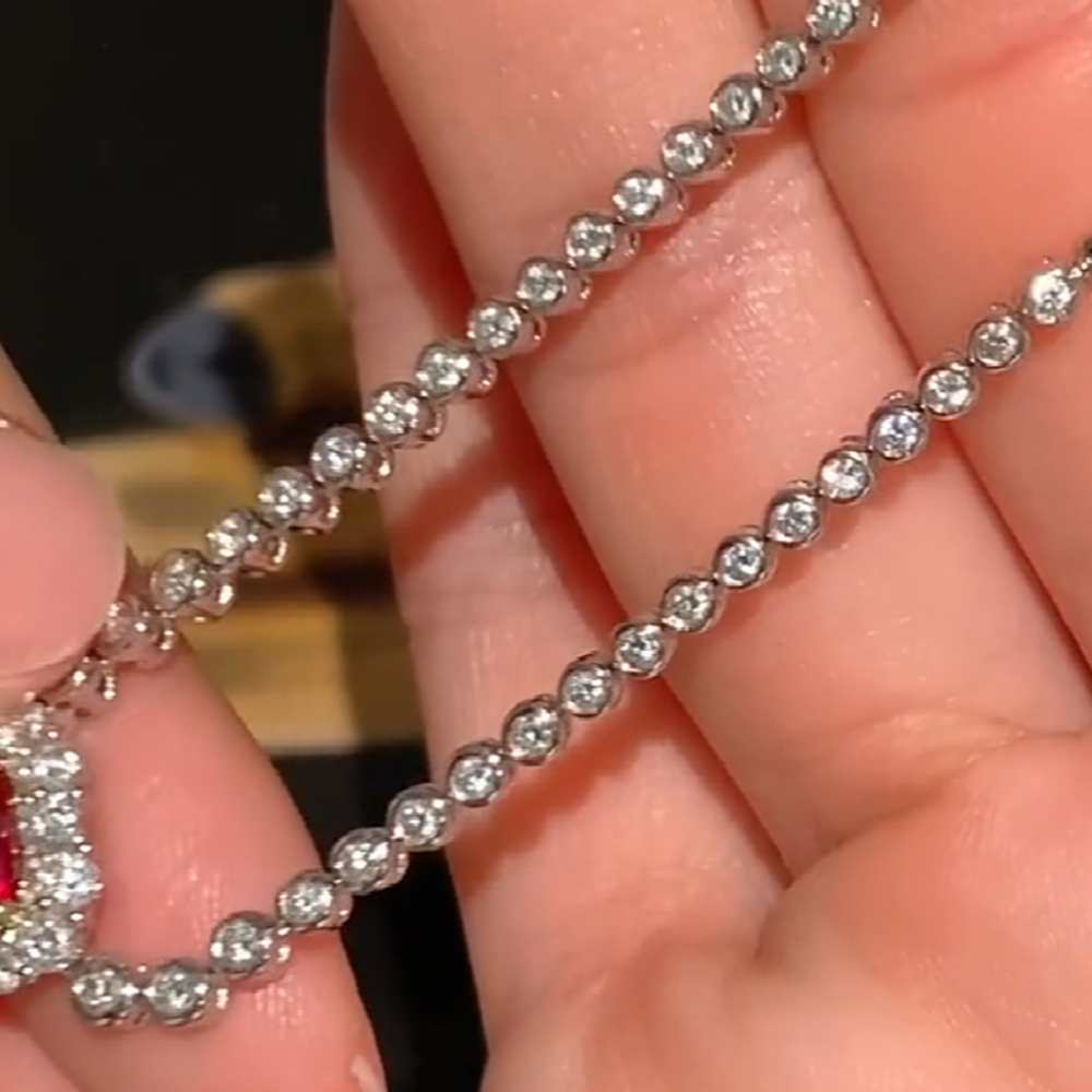 Personalized 925 Sterling Silver Heart-Shaped  Diamond White Pendant with Birthstone Necklace