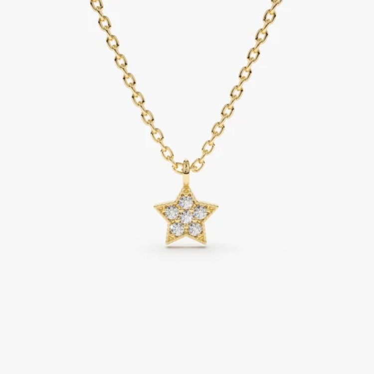 Minimalist 925 Sterling Silver Diamond White Star Necklace