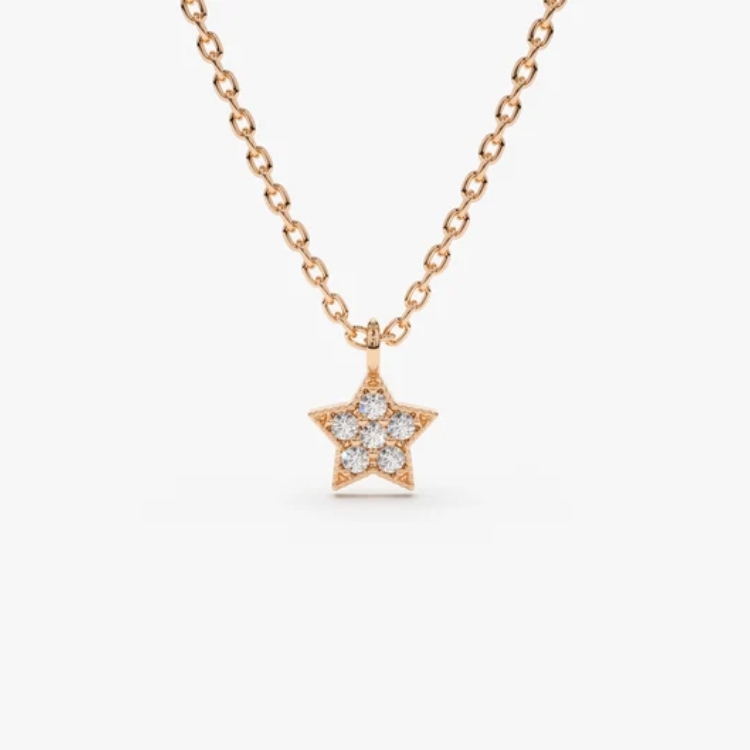 Minimalist 925 Sterling Silver Diamond White Star Necklace