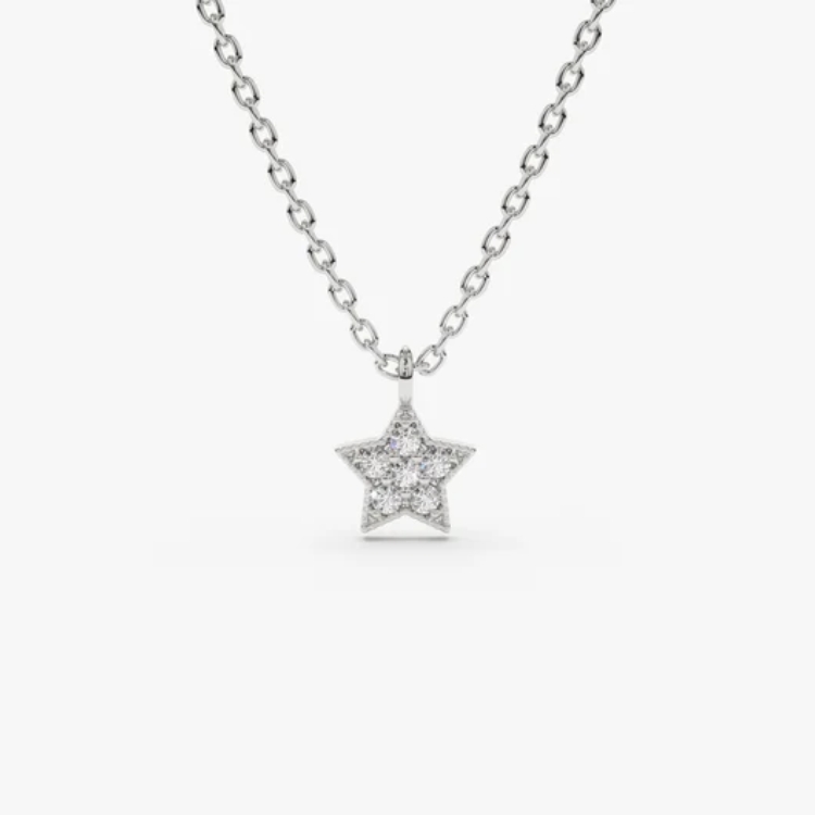 Minimalist 925 Sterling Silver Diamond White Star Necklace