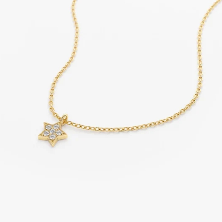 Minimalist 925 Sterling Silver Diamond White Star Necklace