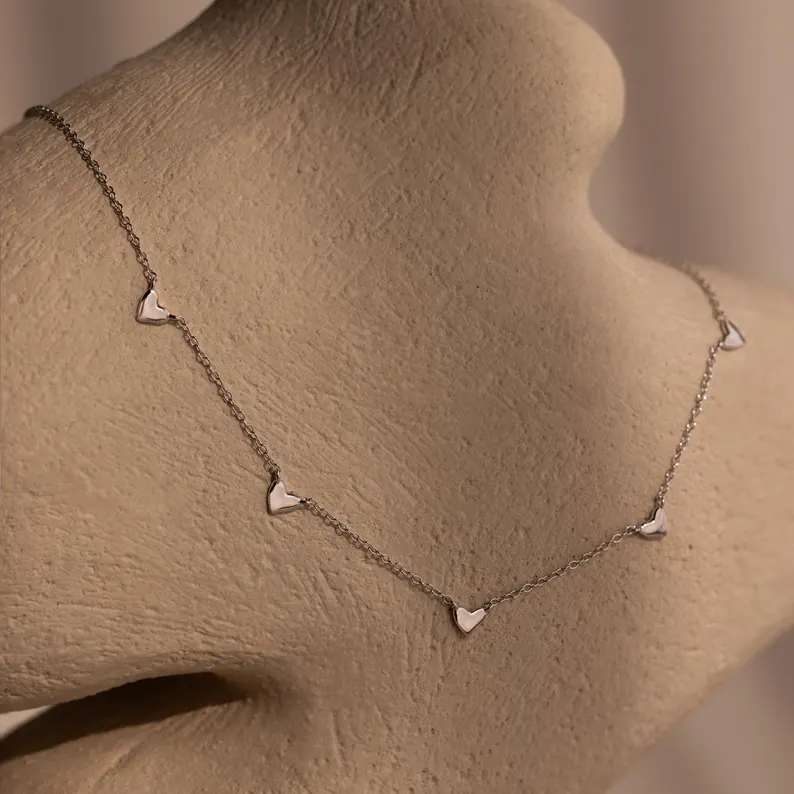 Minimalist Dainty 925 Sterling Silver Heart Charm Necklace