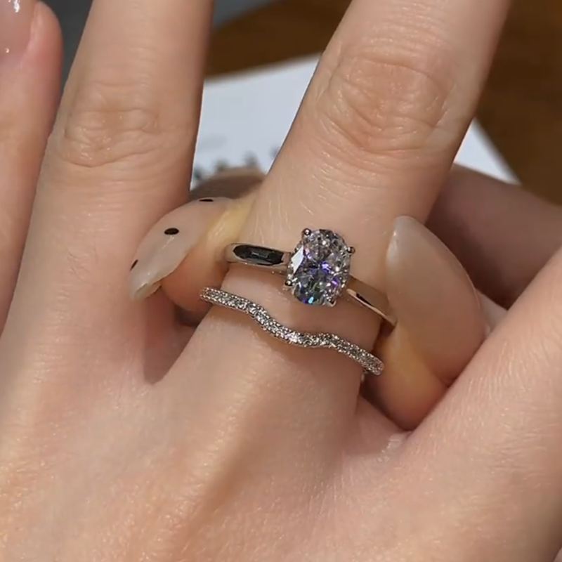 Oval Cut Diamond White 925 Sterling Silver Bridal Ring Sets
