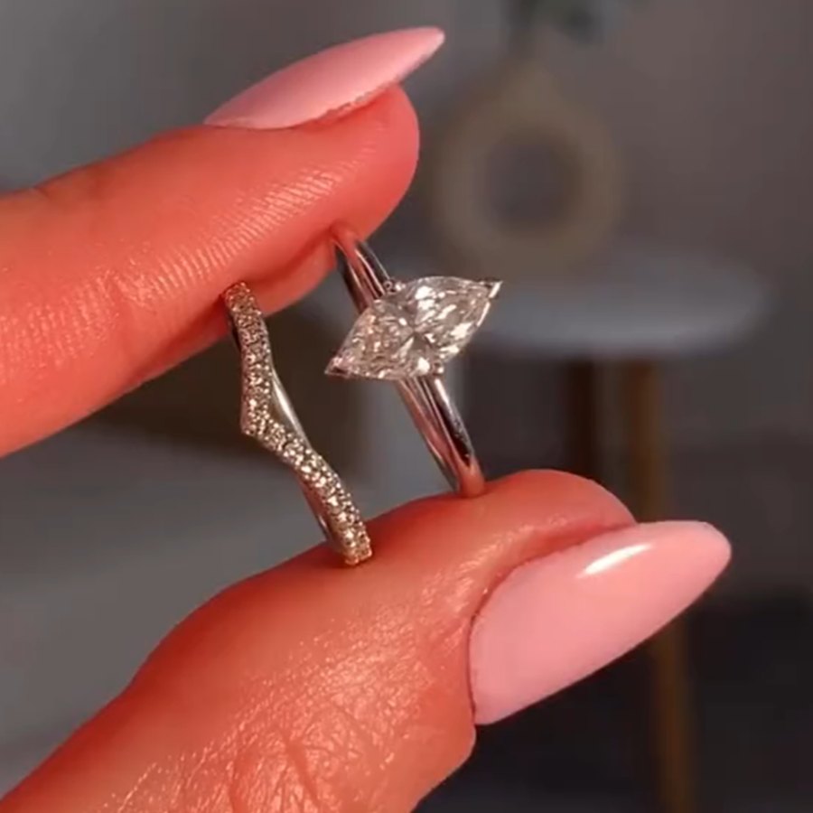 Marquise Cut Diamond White 925 Sterling Silver Bridal Ring Sets