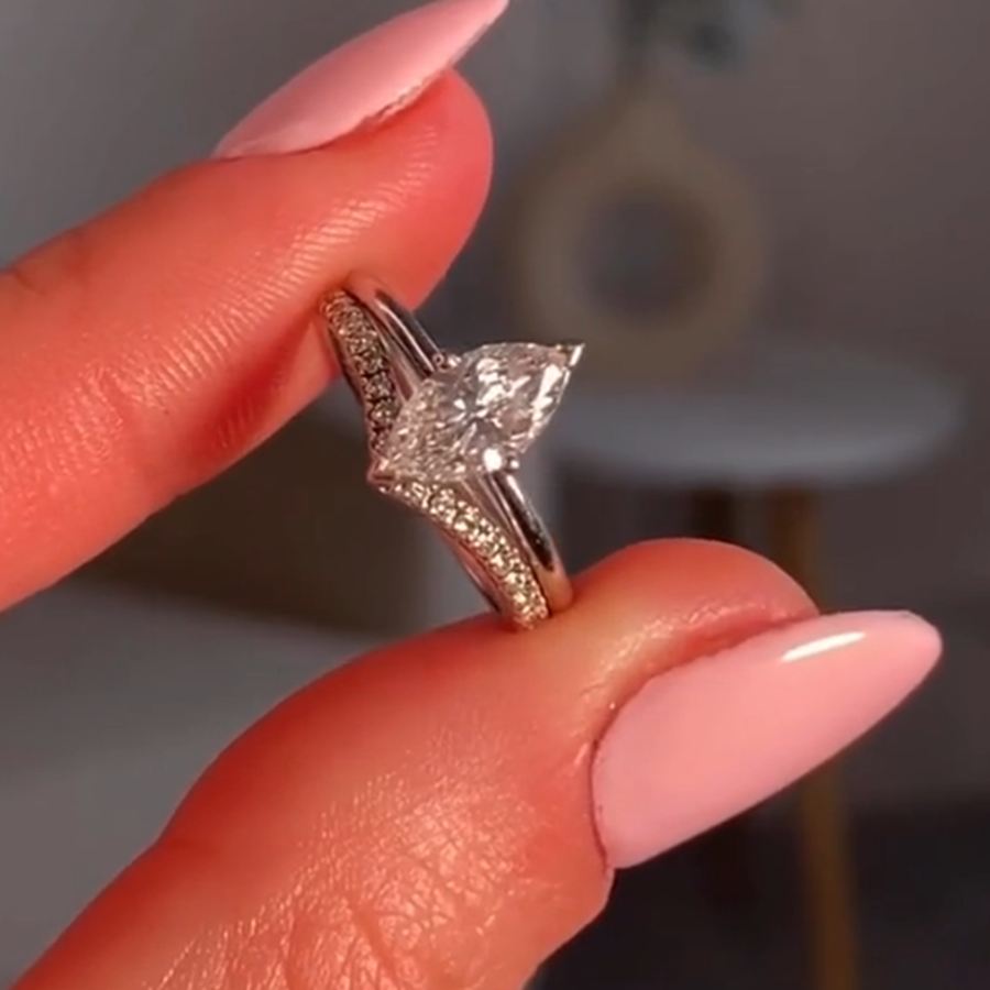 Marquise Cut Diamond White 925 Sterling Silver Bridal Ring Sets