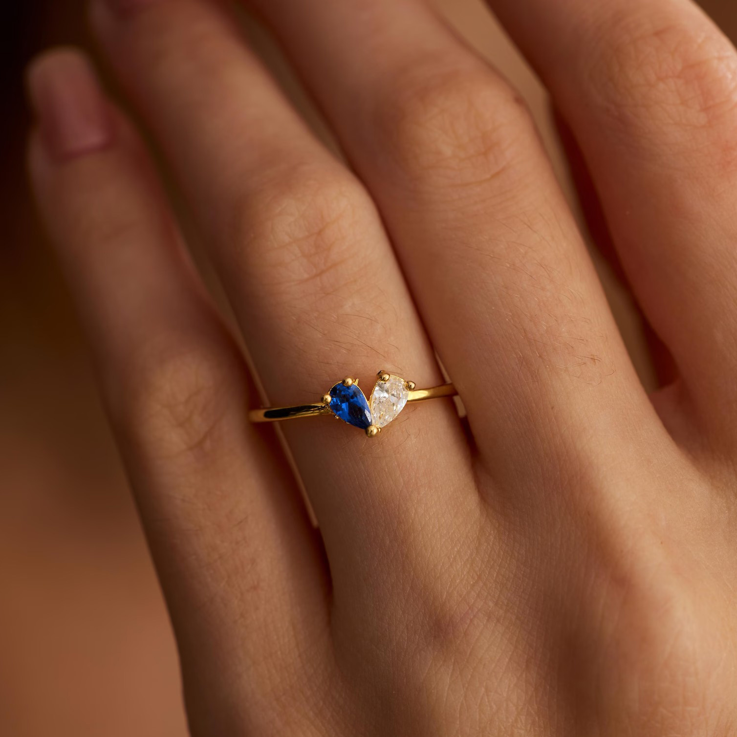 Personalized Heart Birthstone Ring Dainty Toi et Moi Couples Promise Ring for Women