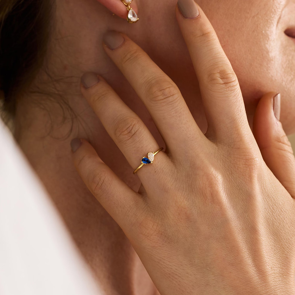 Personalized Heart Birthstone Ring Dainty Toi et Moi Couples Promise Ring for Women