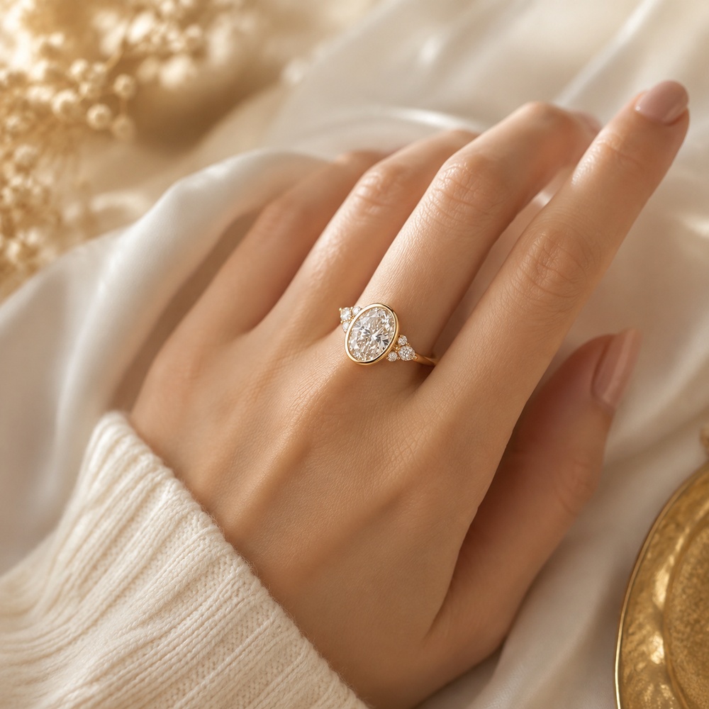 Oval Cut Diamond White 925 Sterling Silver Vintage Engagement Ring