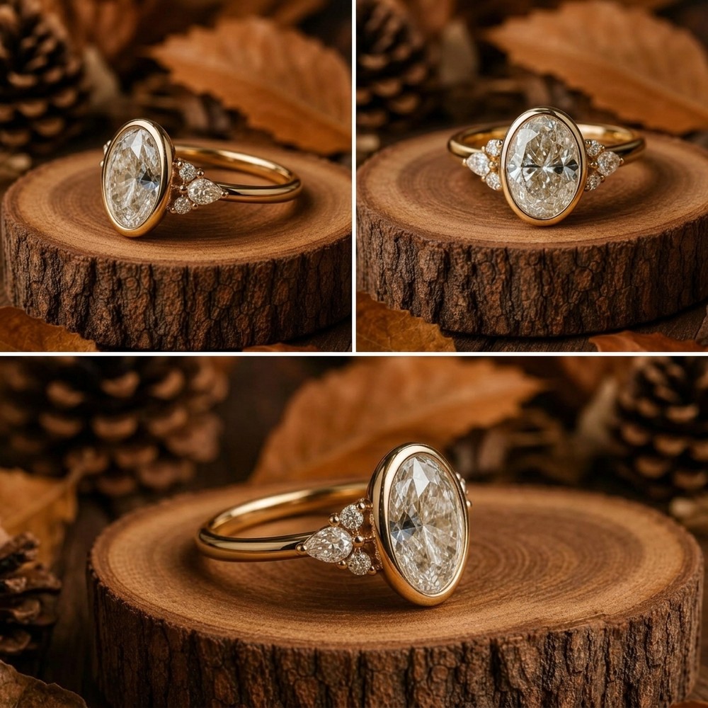 Oval Cut Diamond White 925 Sterling Silver Vintage Engagement Ring