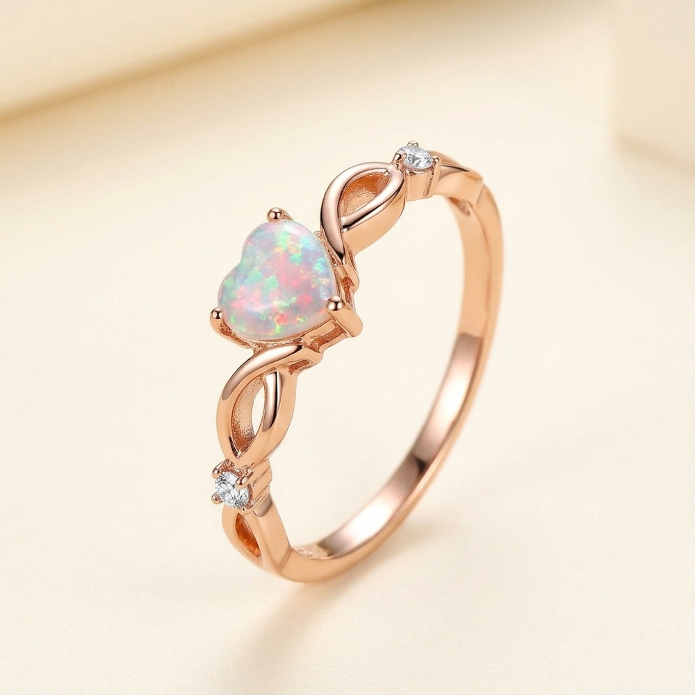 Heart Cut Opal 925 Sterling Silver Elegant Engagement Ring