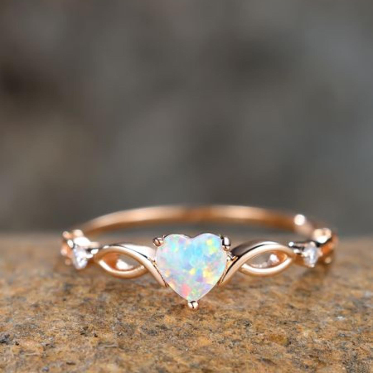 Heart Cut Opal 925 Sterling Silver Elegant Engagement Ring
