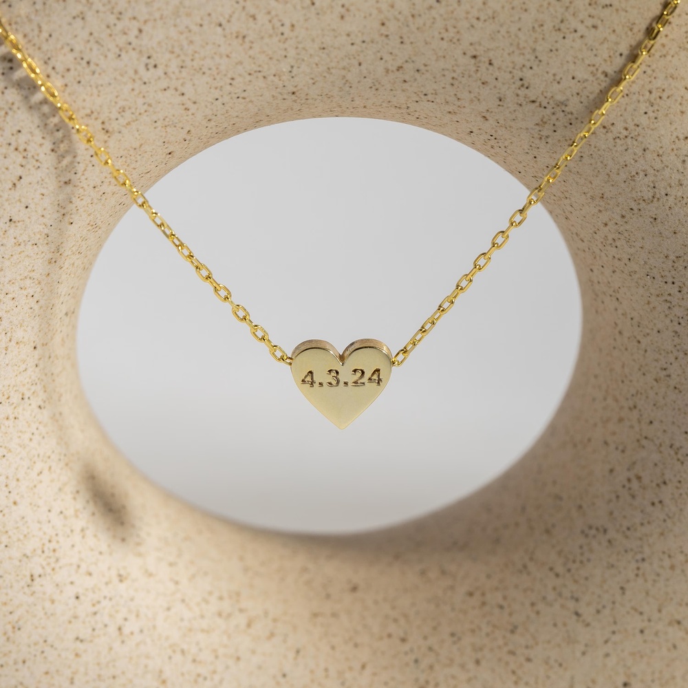 Personalized Engraved Date Heart Pendant 925 Sterling Silver Necklace Gift for Her
