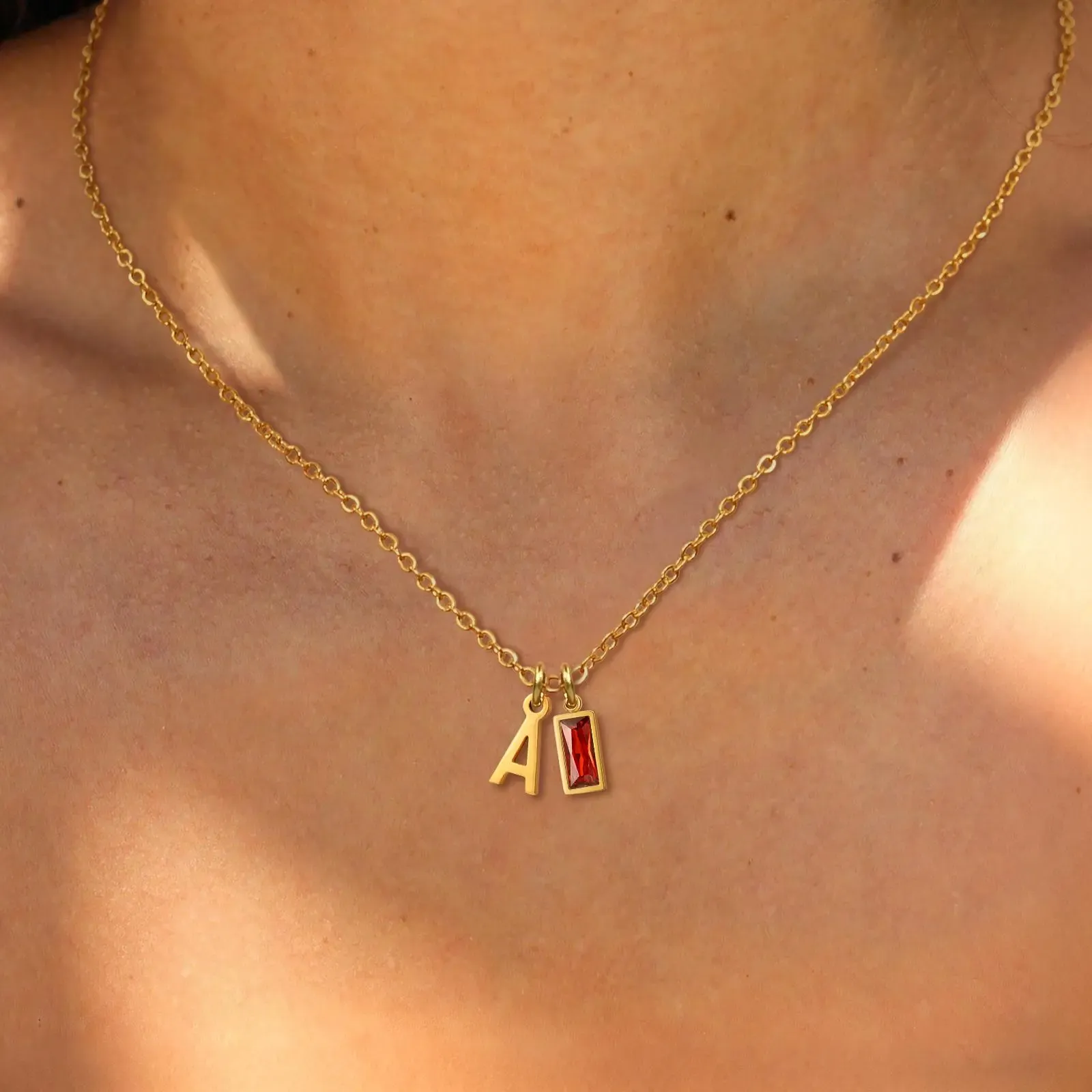 Personalized Minimalist Birthstone Initial Necklace 925 Sterling Silver Pendant Necklace Gift for Her