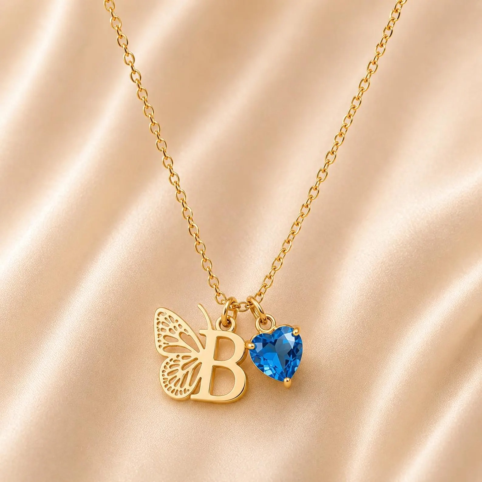 Personalized Butterfly Initial Birthstone Necklace 925 Sterling Silver Pendant Necklace Birthday Gift for Her